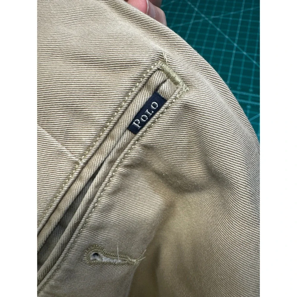 Polo Ralph Lauren Mens Khaki Chino Shorts Tan Cotton Twill Size 36 Flat Front